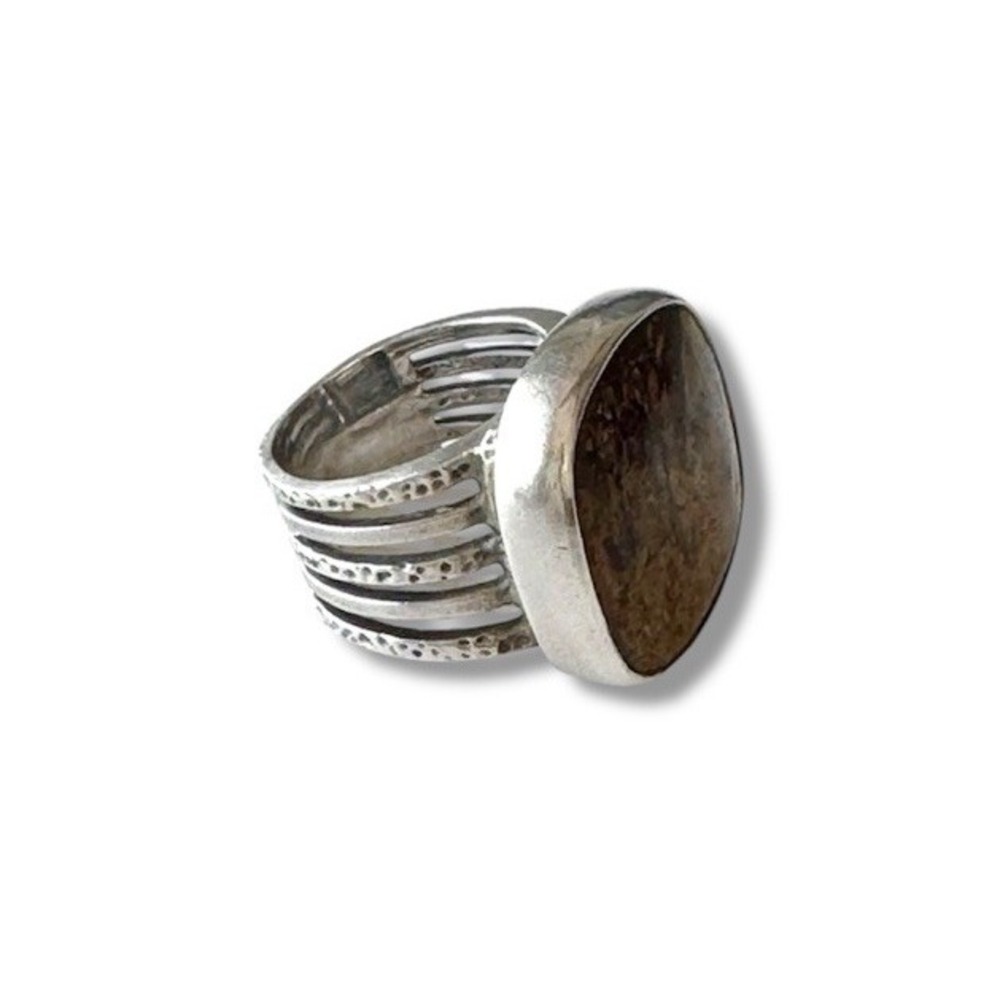 SILPADA Retired Sterling Silver Bronzite Stone Ring R1738 Size 6 Square Stone SS